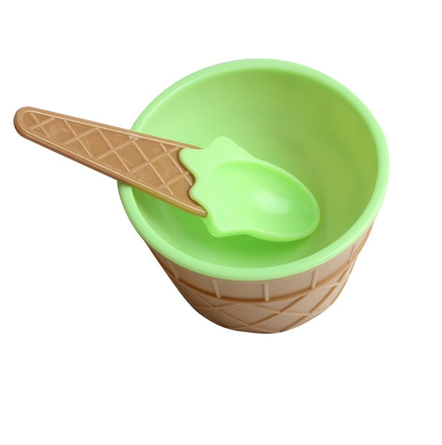 Ice cream bowl shop and spoon set